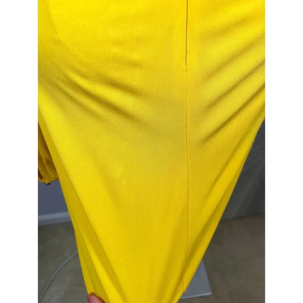 Dundas Yellow Beau Faux Wrap Long Sleeve Plunging V Neck Mini Dress Size 2 - Picture 10 of 13